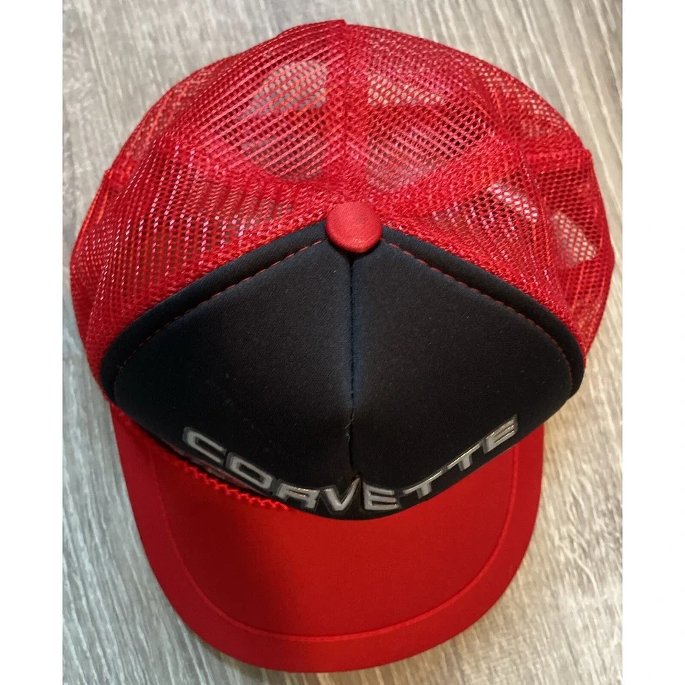 Vintage Corvette Hat Cap Snap Back Black 53 63 78 Models Trucker Foam Mesh